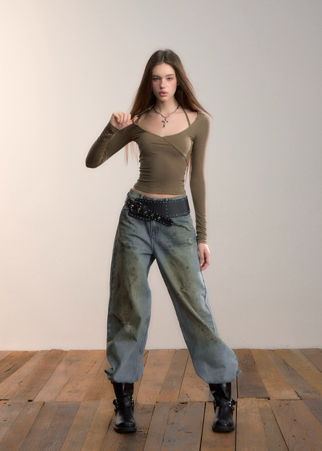 Dual-Strap Minimal Halterneck Slim Top