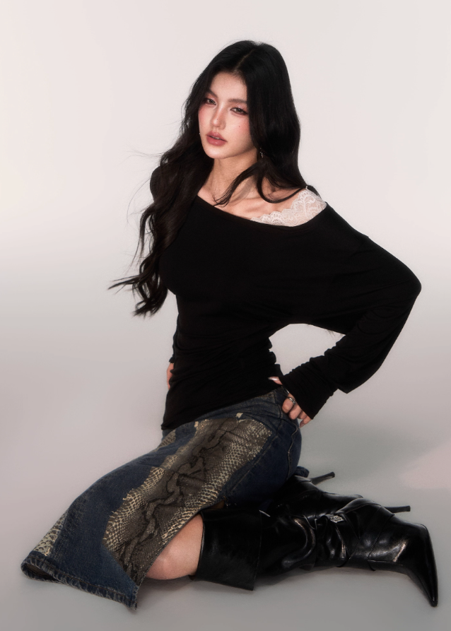 Lace Whisper Off-Shoulder Tencel Top