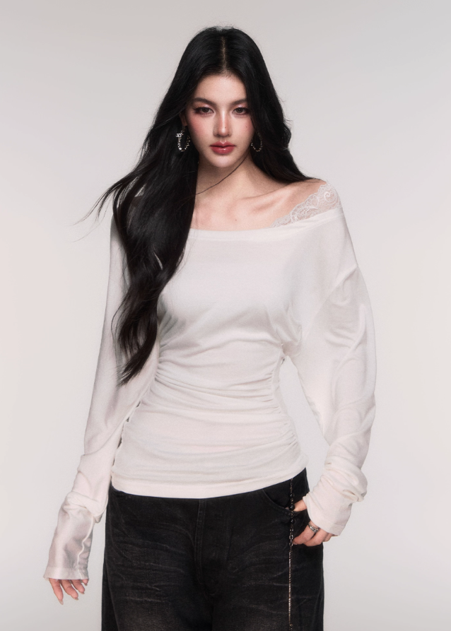 Lace Whisper Off-Shoulder Tencel Top