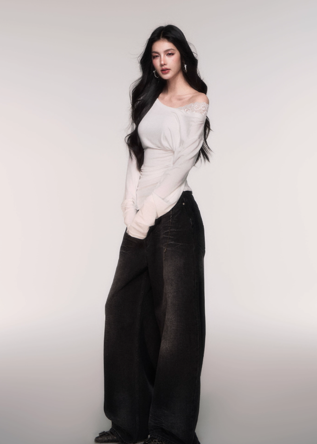 Lace Whisper Off-Shoulder Tencel Top