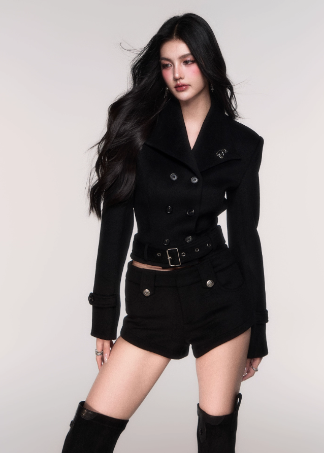 Luxe Curve Black Wool Jacket