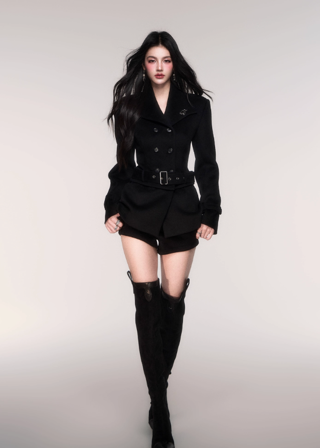 Luxe Curve Black Wool Jacket