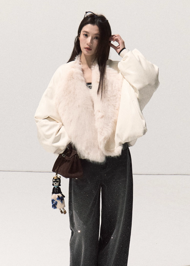 Winter Shearline Fox Trim Down Jacket