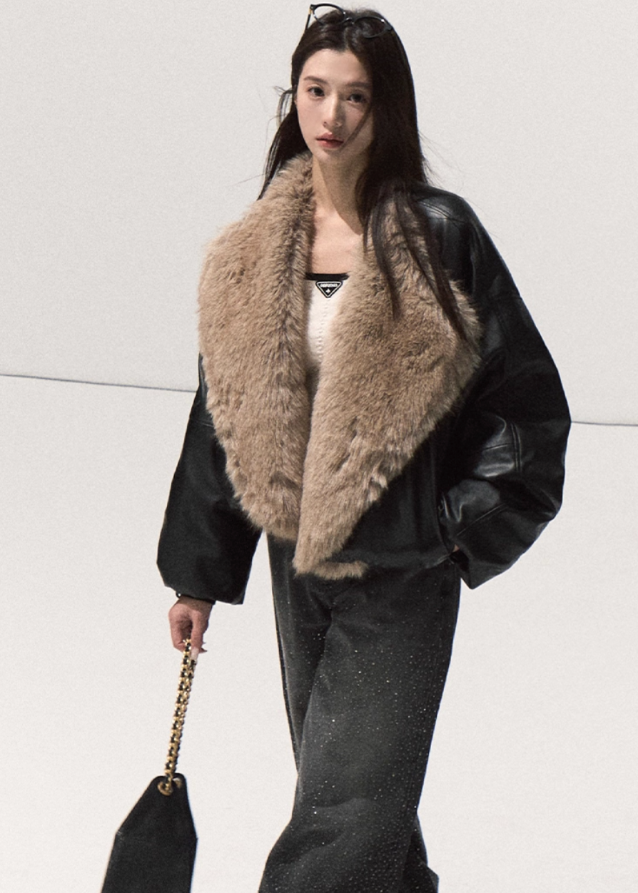 Winter Shearline Fox Trim Down Jacket