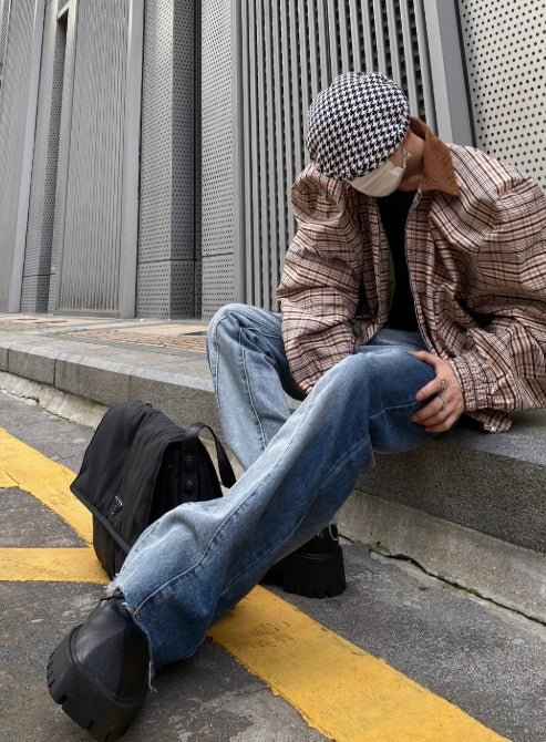 【25s Jul.】Contrast color tie-dye gradient flared jeans Main Image