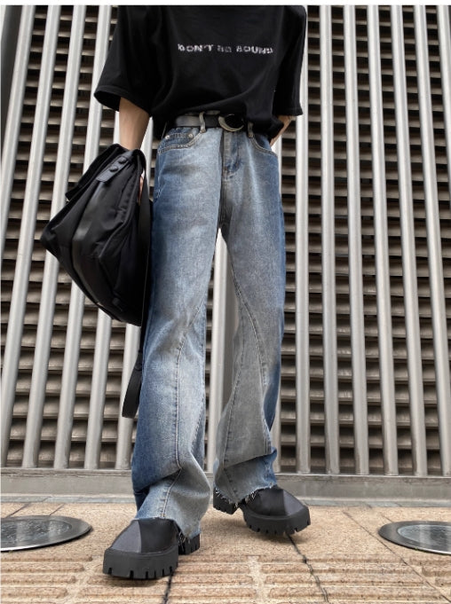 【25s Jul.】Contrast color tie-dye gradient flared jeans