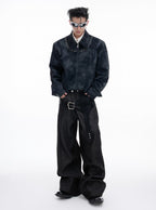 【25s Aug.】Pearl Deconstructed Textured Cropped Leather Jacket