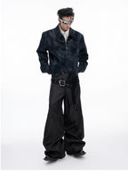 【25s Aug.】Pearl Deconstructed Textured Cropped Leather Jacket