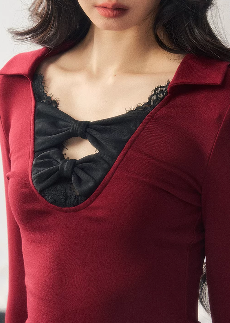 Silent Aftermath Lace Bow Top