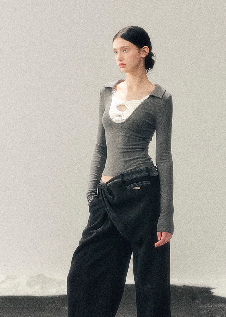 Silent Aftermath Lace Bow Top
