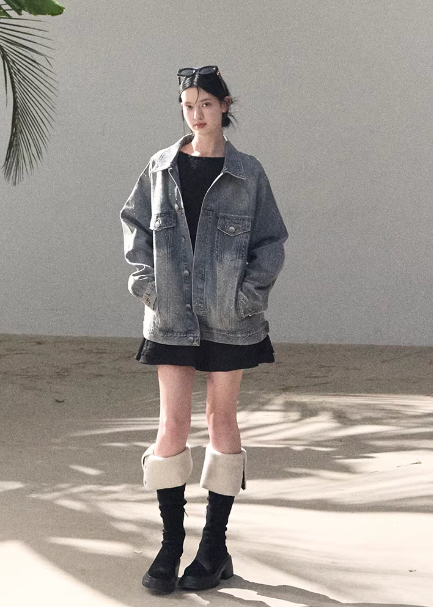 Baby's Breath Crystal Denim Jacket