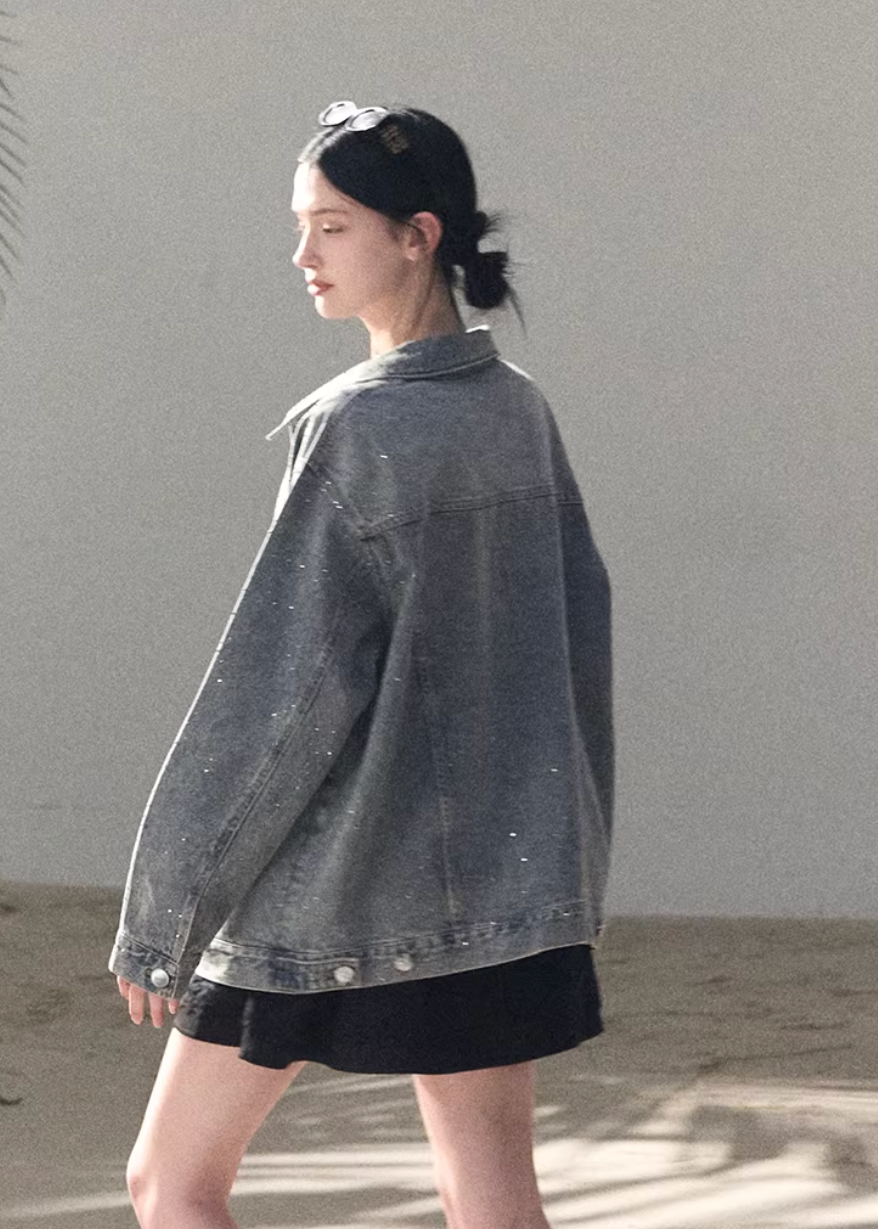 Baby's Breath Crystal Denim Jacket