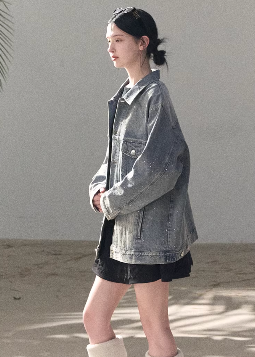 Baby's Breath Crystal Denim Jacket