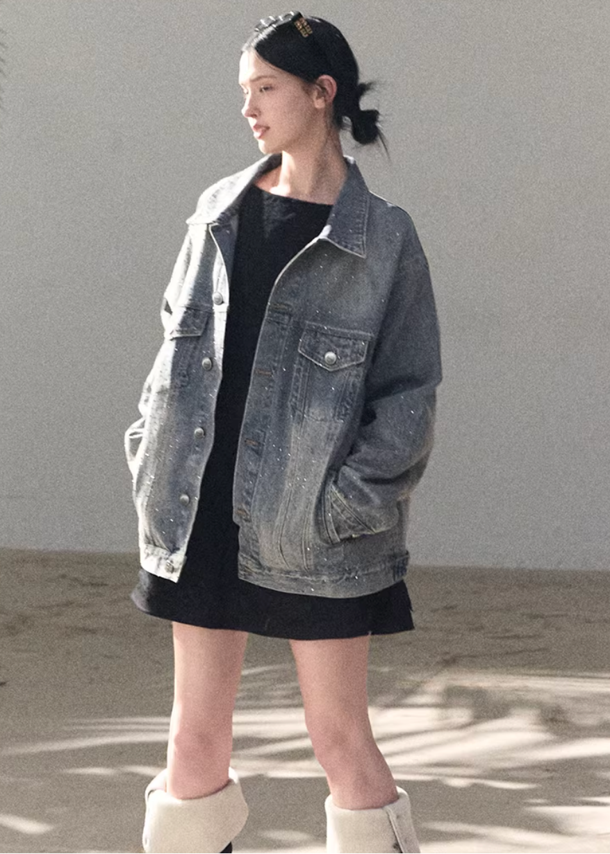 Baby's Breath Crystal Denim Jacket