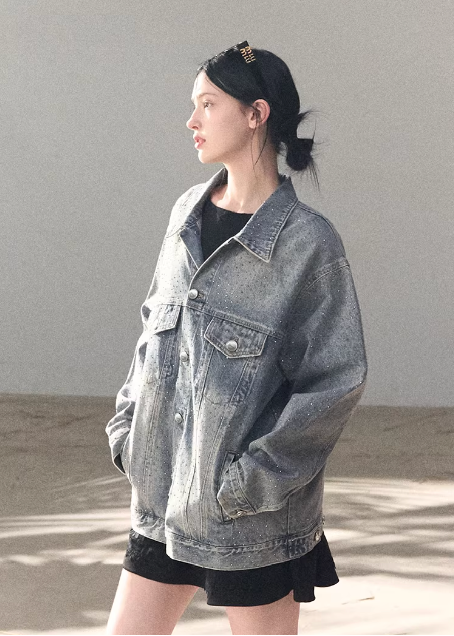 Baby's Breath Crystal Denim Jacket