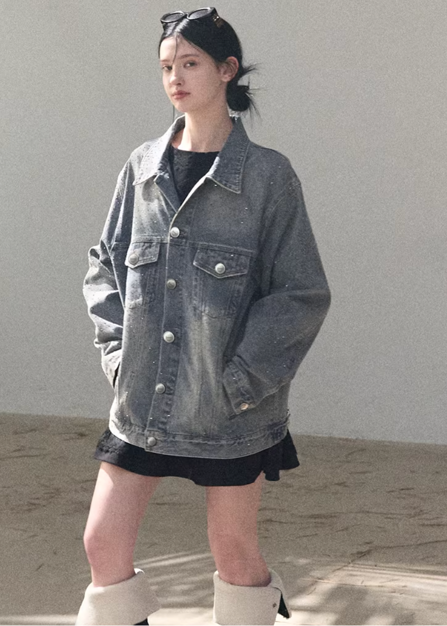 Baby's Breath Crystal Denim Jacket
