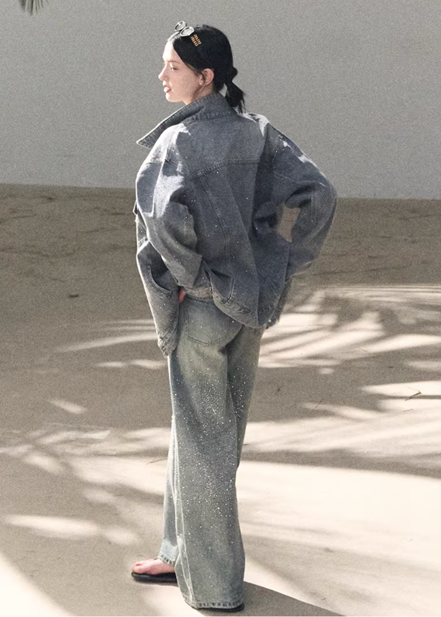 Baby's Breath Crystal Denim Jacket