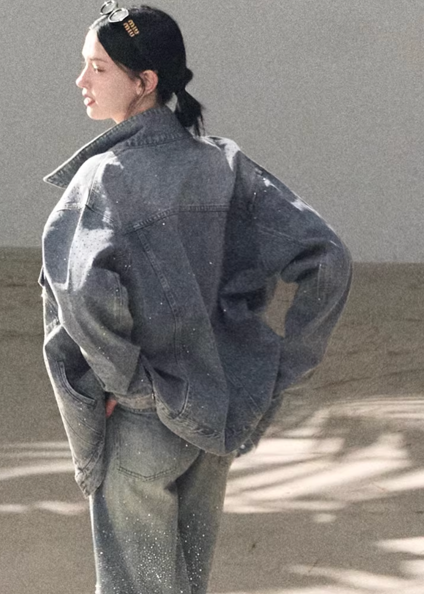 Baby's Breath Crystal Denim Jacket