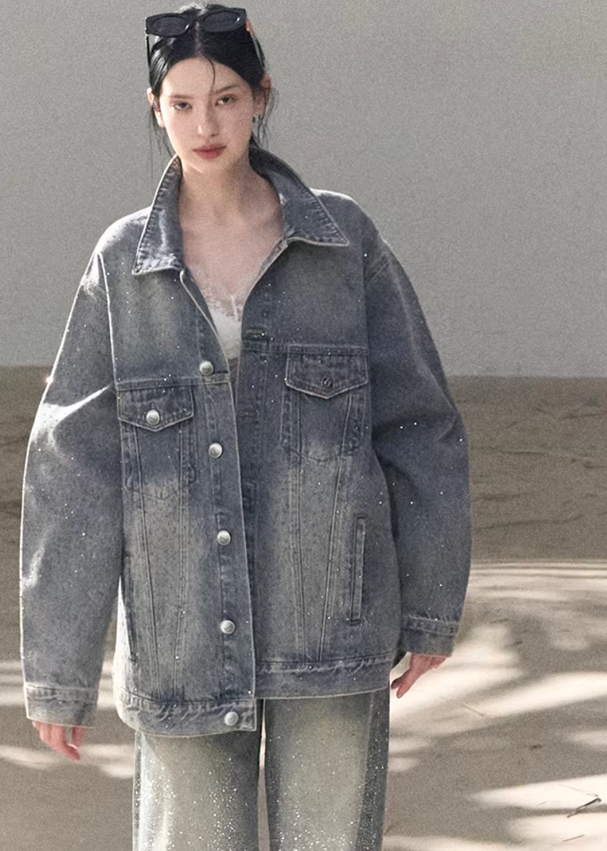 Baby's Breath Crystal Denim Jacket