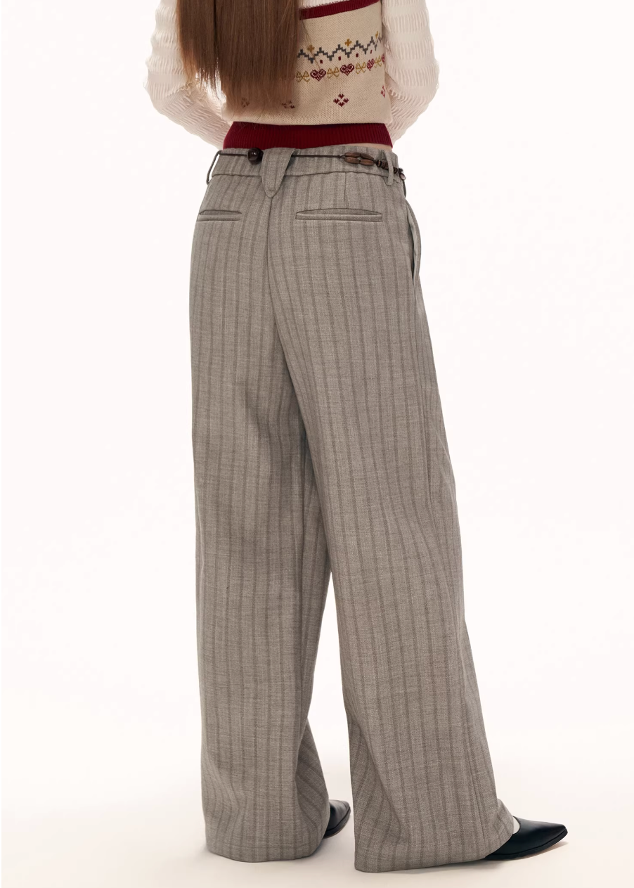 Deconstructed Stripe Pleated Pants