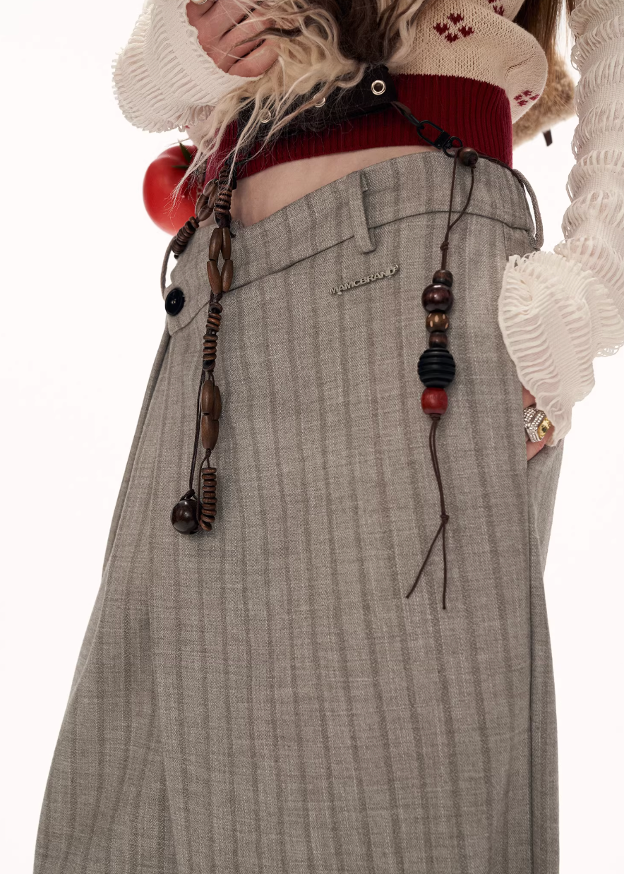 Deconstructed Stripe Pleated Pants