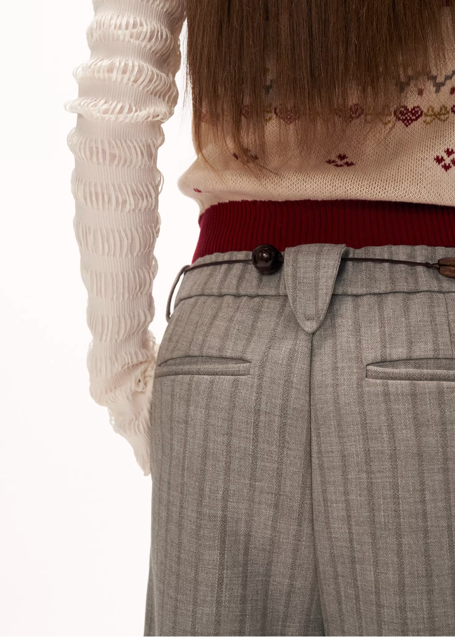 Deconstructed Stripe Pleated Pants
