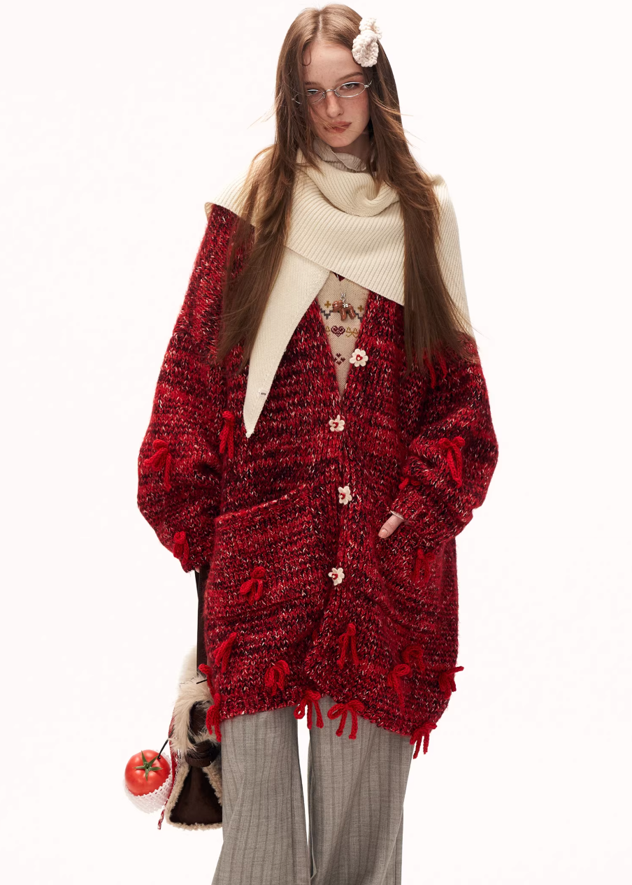 Bow Bloom Chunky Knit Jacket