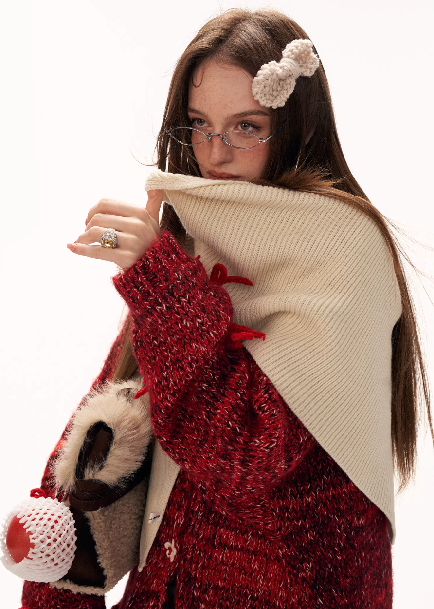 Bow Bloom Chunky Knit Jacket