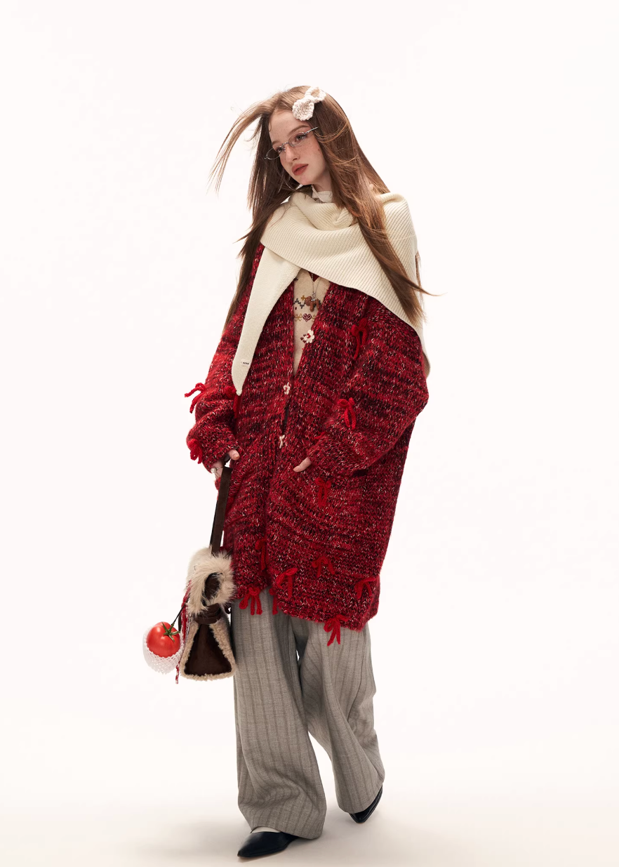 Bow Bloom Chunky Knit Jacket