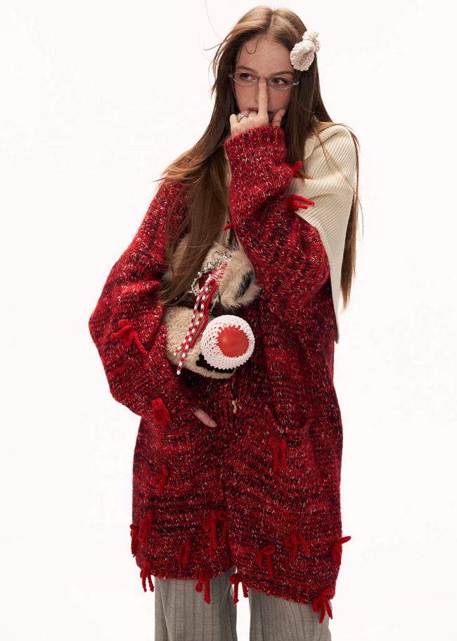 Bow Bloom Chunky Knit Jacket Hover Image
