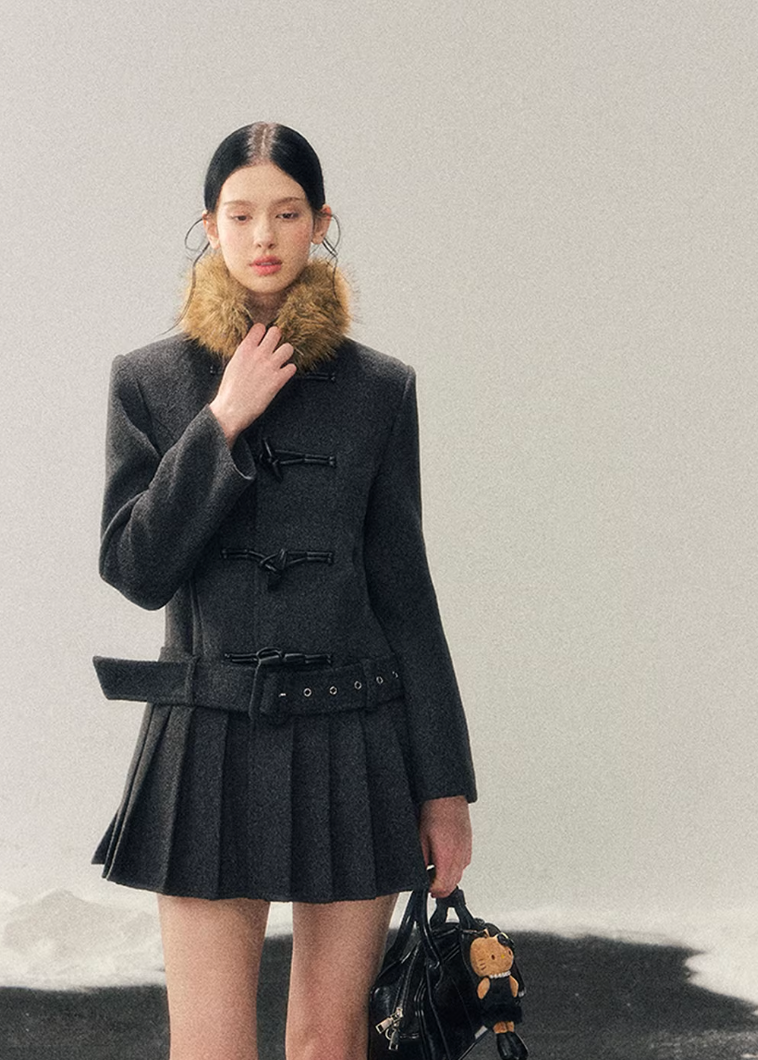 British Horn Buckle Wool Coat