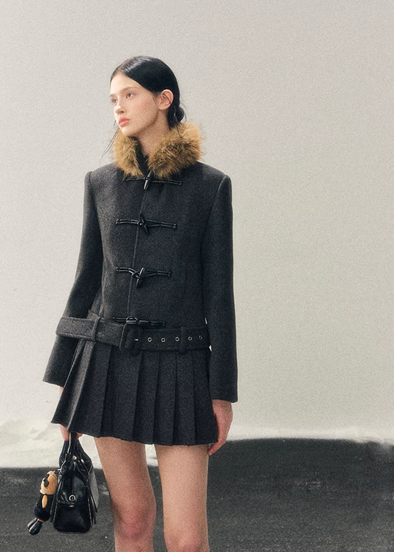 British Horn Buckle Wool Coat