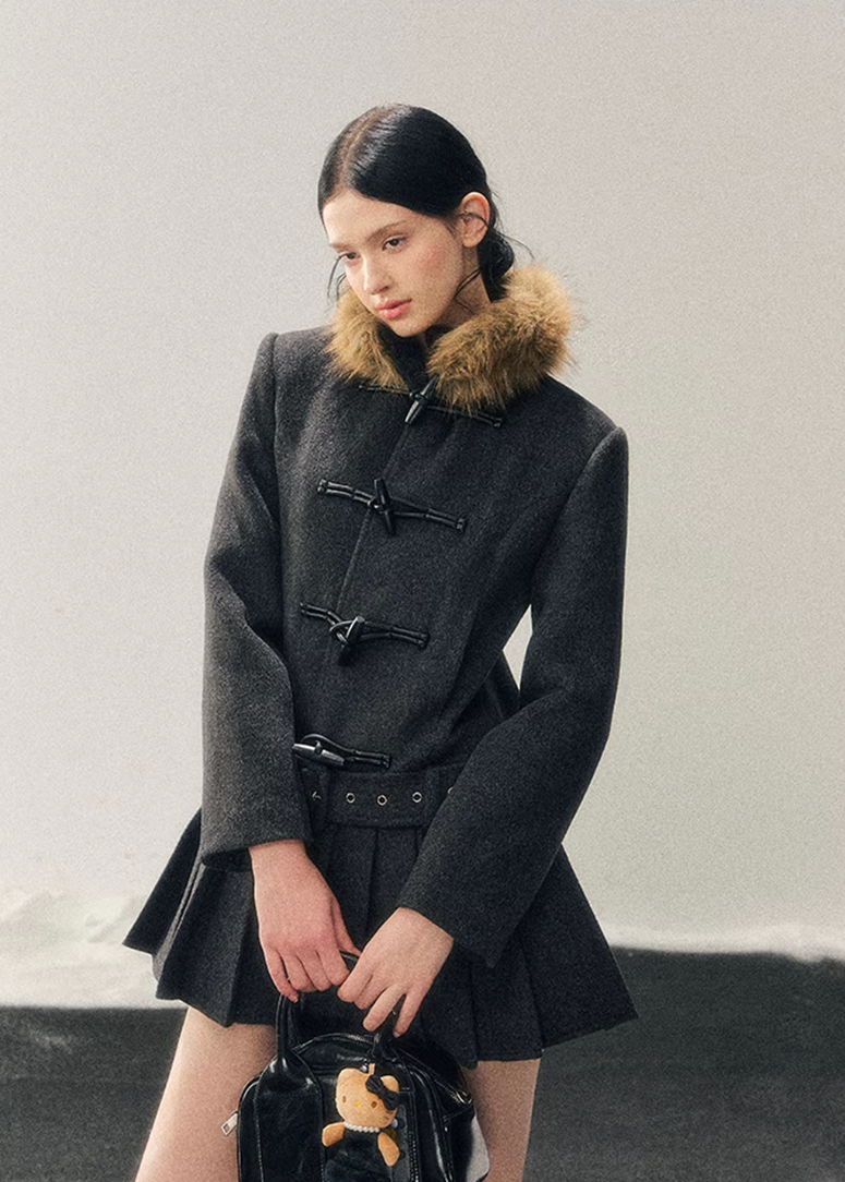 British Horn Buckle Wool Coat
