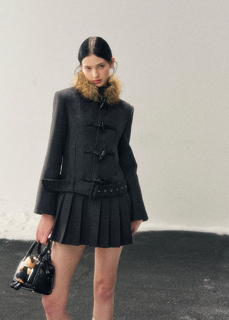 British Horn Buckle Wool Coat