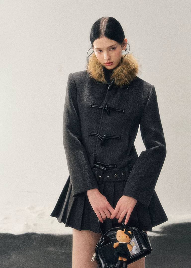 British Horn Buckle Wool Coat