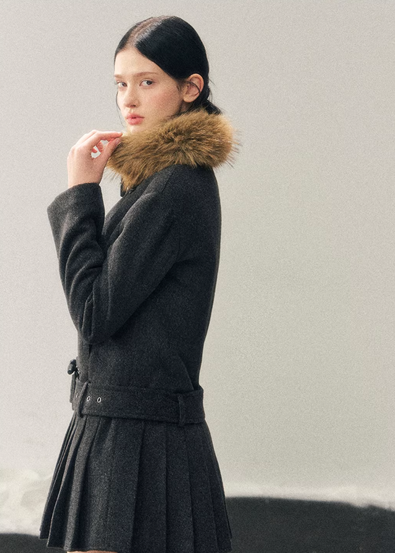 British Horn Buckle Wool Coat