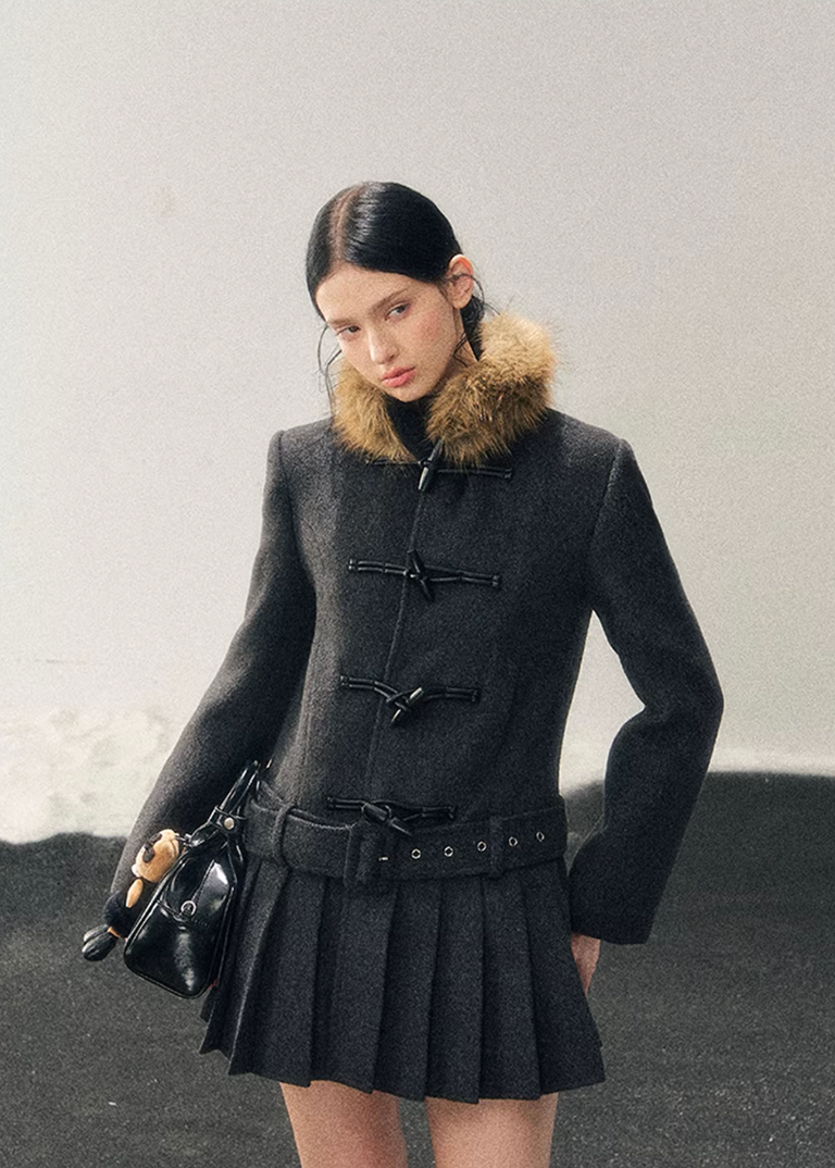British Horn Buckle Wool Coat