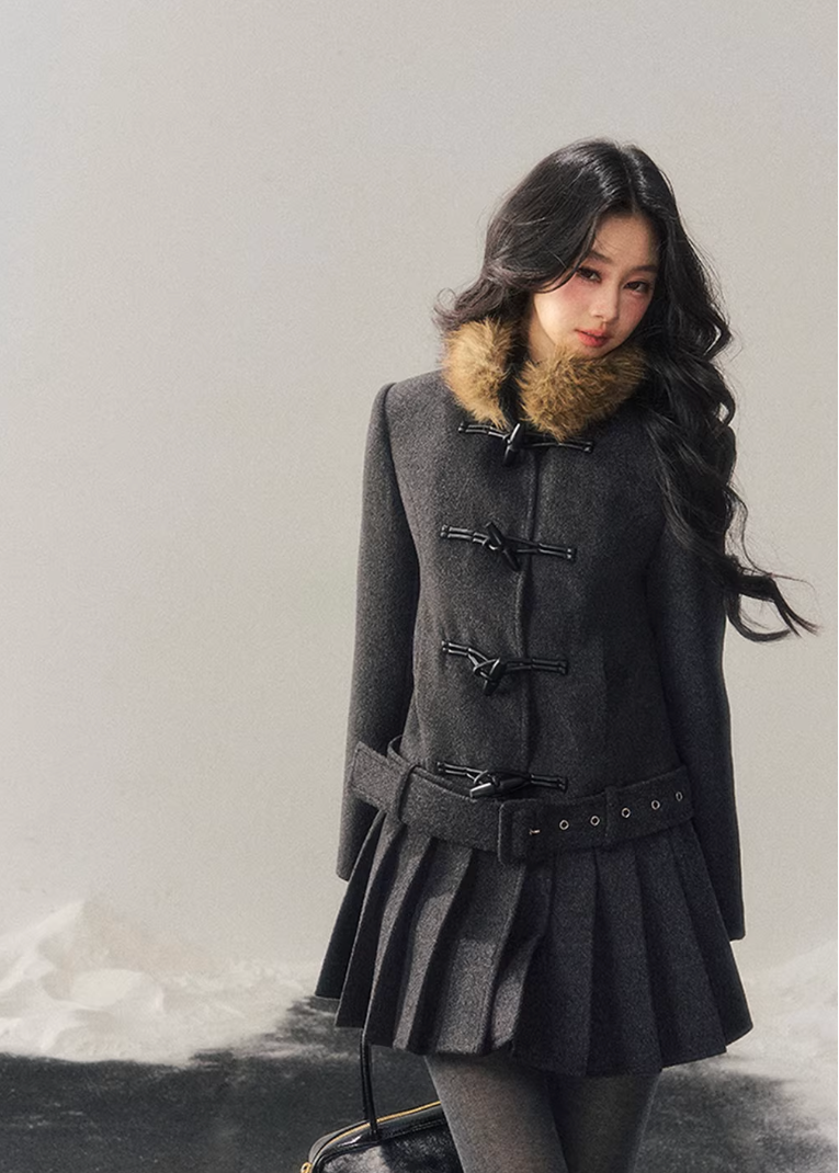 British Horn Buckle Wool Coat