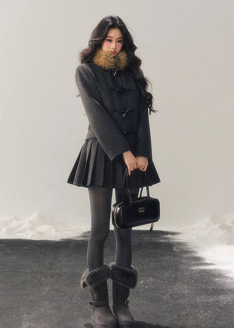 British Horn Buckle Wool Coat