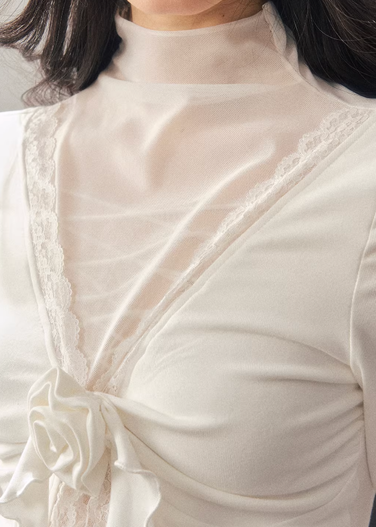 Lace Veil High-Neck Top
