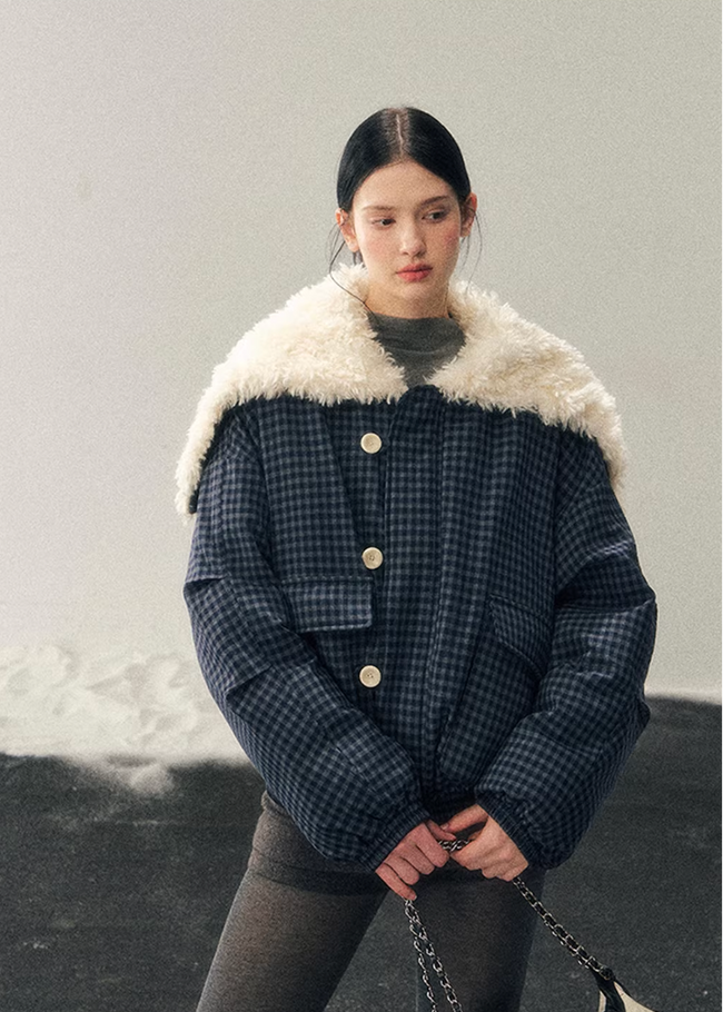 Silent Blue Lamb Collar Jacket Hover Image