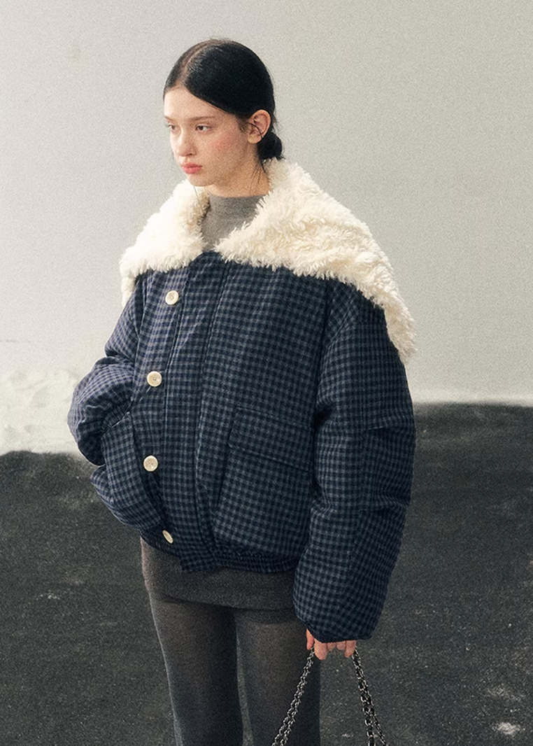 Silent Blue Lamb Collar Jacket