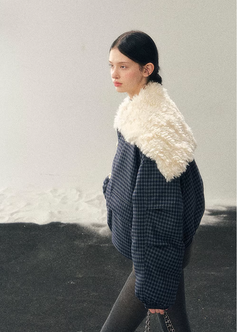 Silent Blue Lamb Collar Jacket