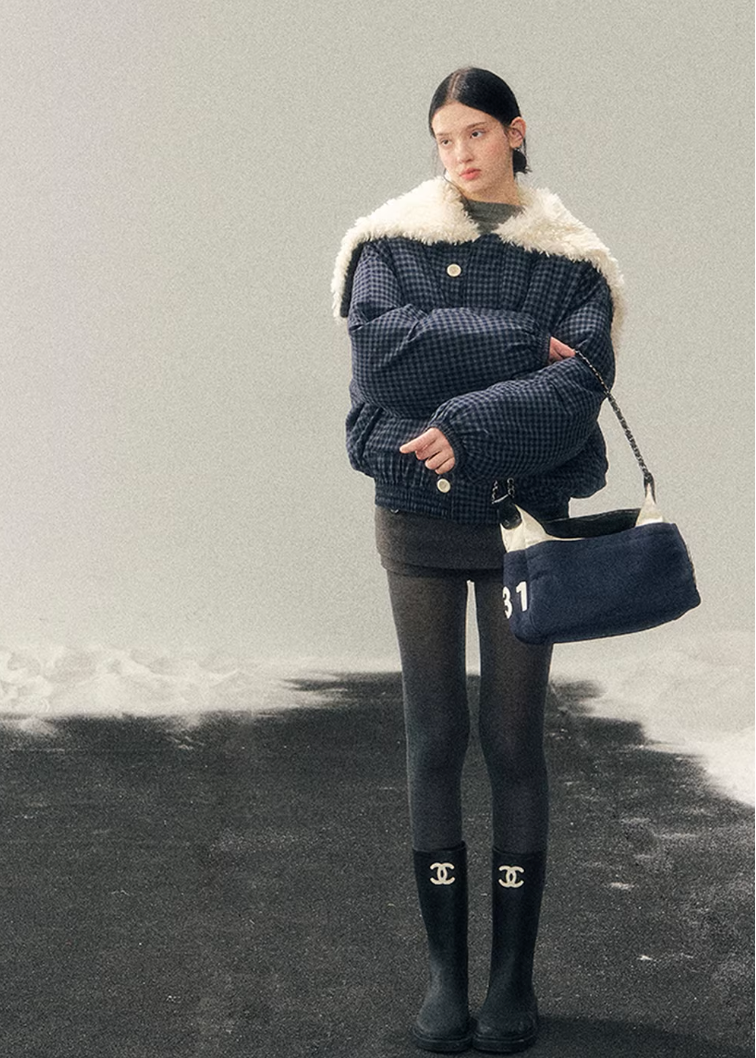 Silent Blue Lamb Collar Jacket