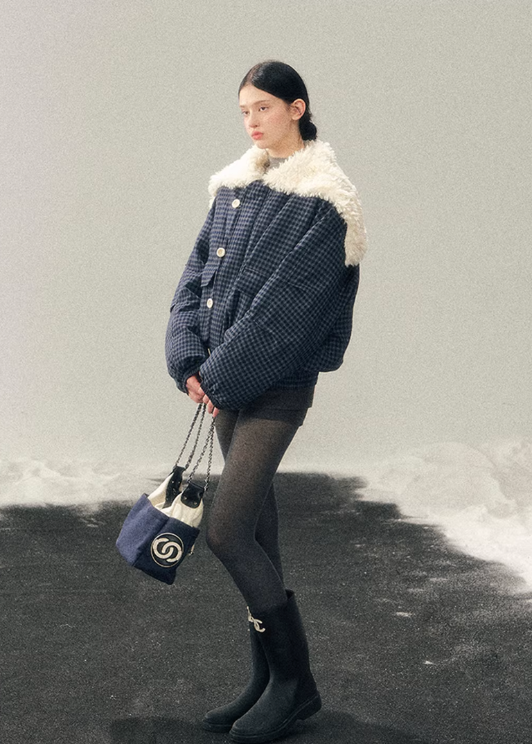 Silent Blue Lamb Collar Jacket
