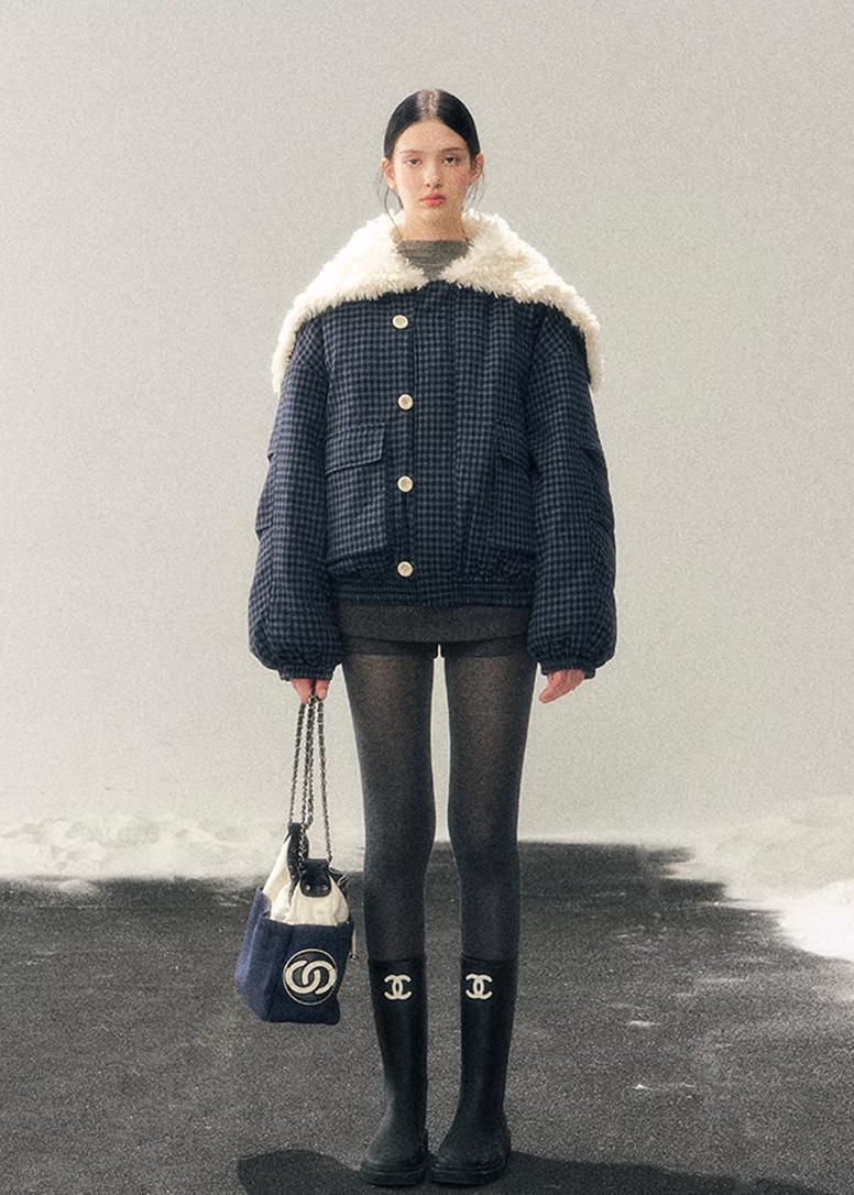 Silent Blue Lamb Collar Jacket