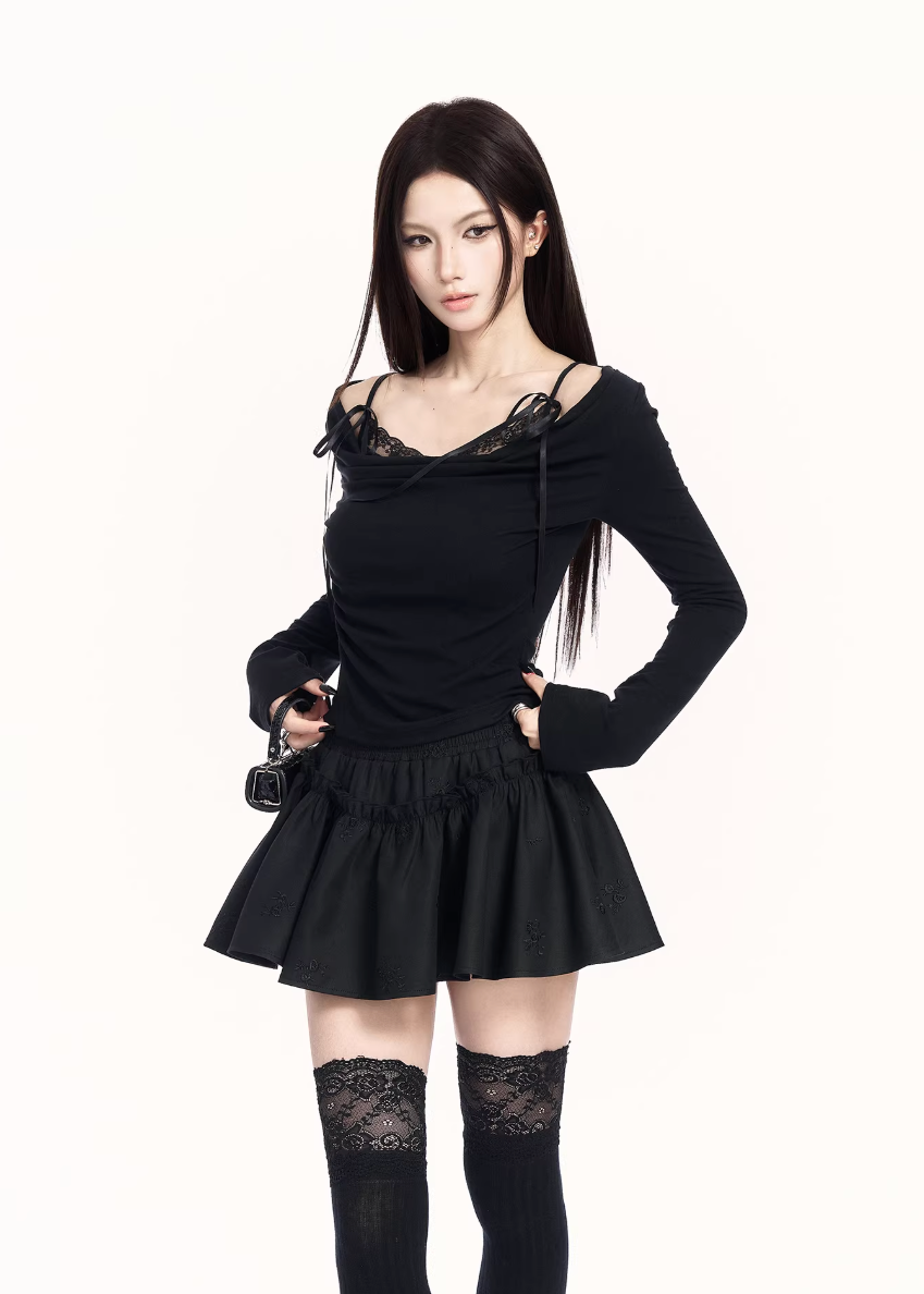 Lace Control Drape Top