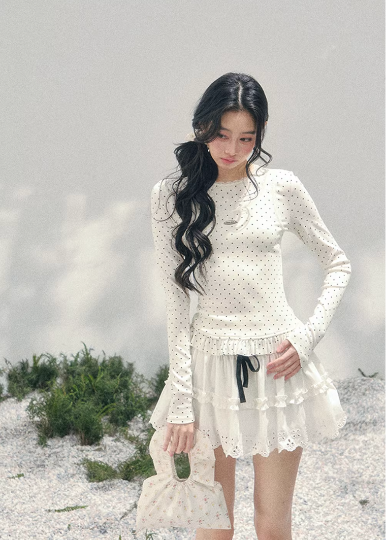 Milk Dot Layered Lace Top