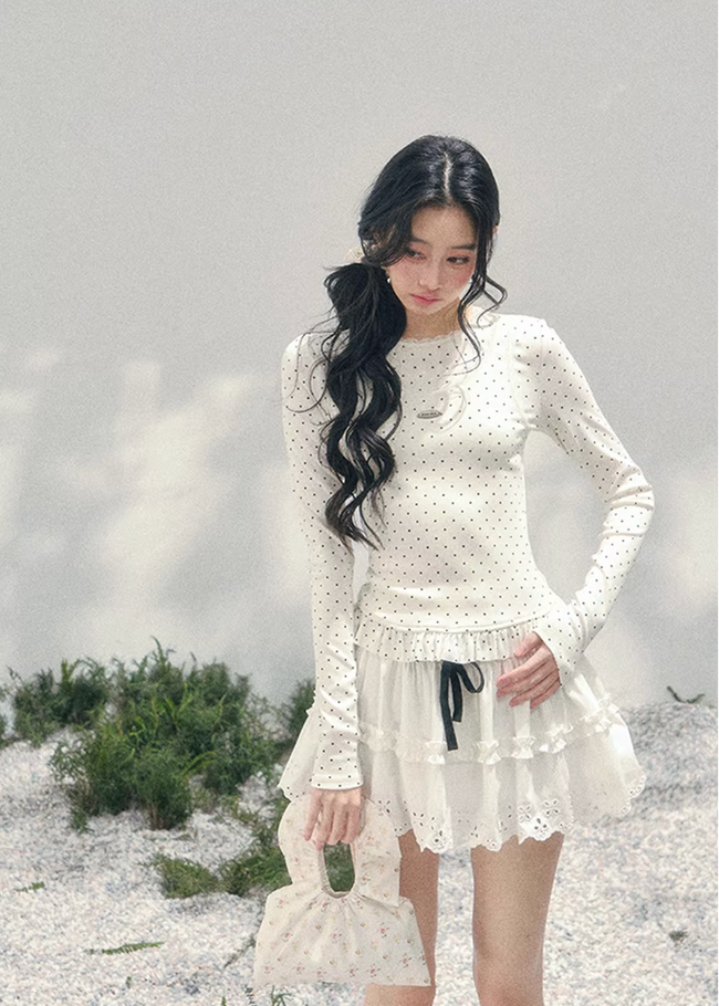 Milk Dot Layered Lace Top Main Image