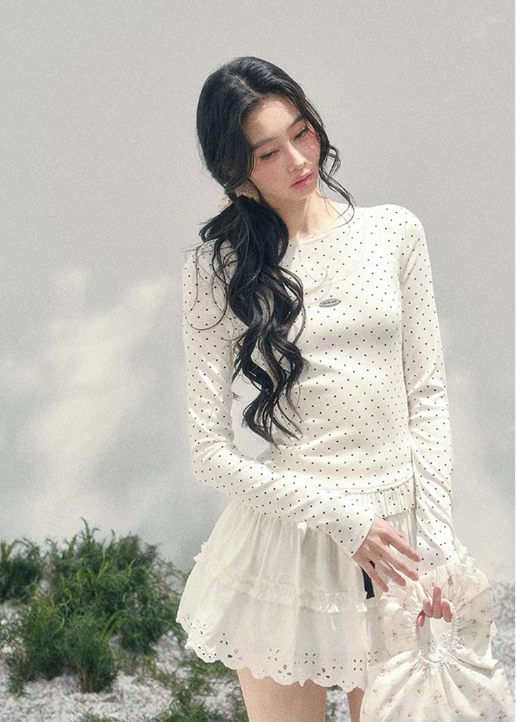 Milk Dot Layered Lace Top